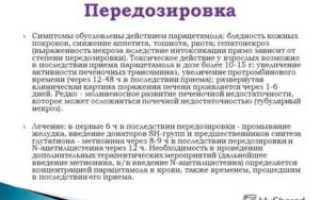 Передозировка парацетамолом у детей симптомы